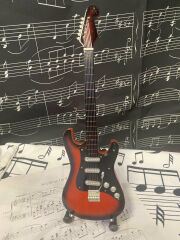 Elektro Gitar Koyu Kahve El Yapımı Biblo Minyatür 25 cm
