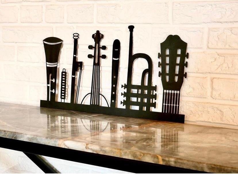 Enstrüman Dekor Keman Klarnet Gitar