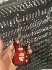 Elektro Gitar Koyu Kahve El Yapımı Biblo Minyatür 25 cm