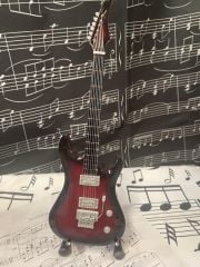 Elektro Gitar Koyu Kahve El Yapımı Biblo Minyatür 25 cm