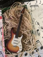 Elektro Gitar Ahşap İbanez El Yapımı Biblo Minyatür 25 cm