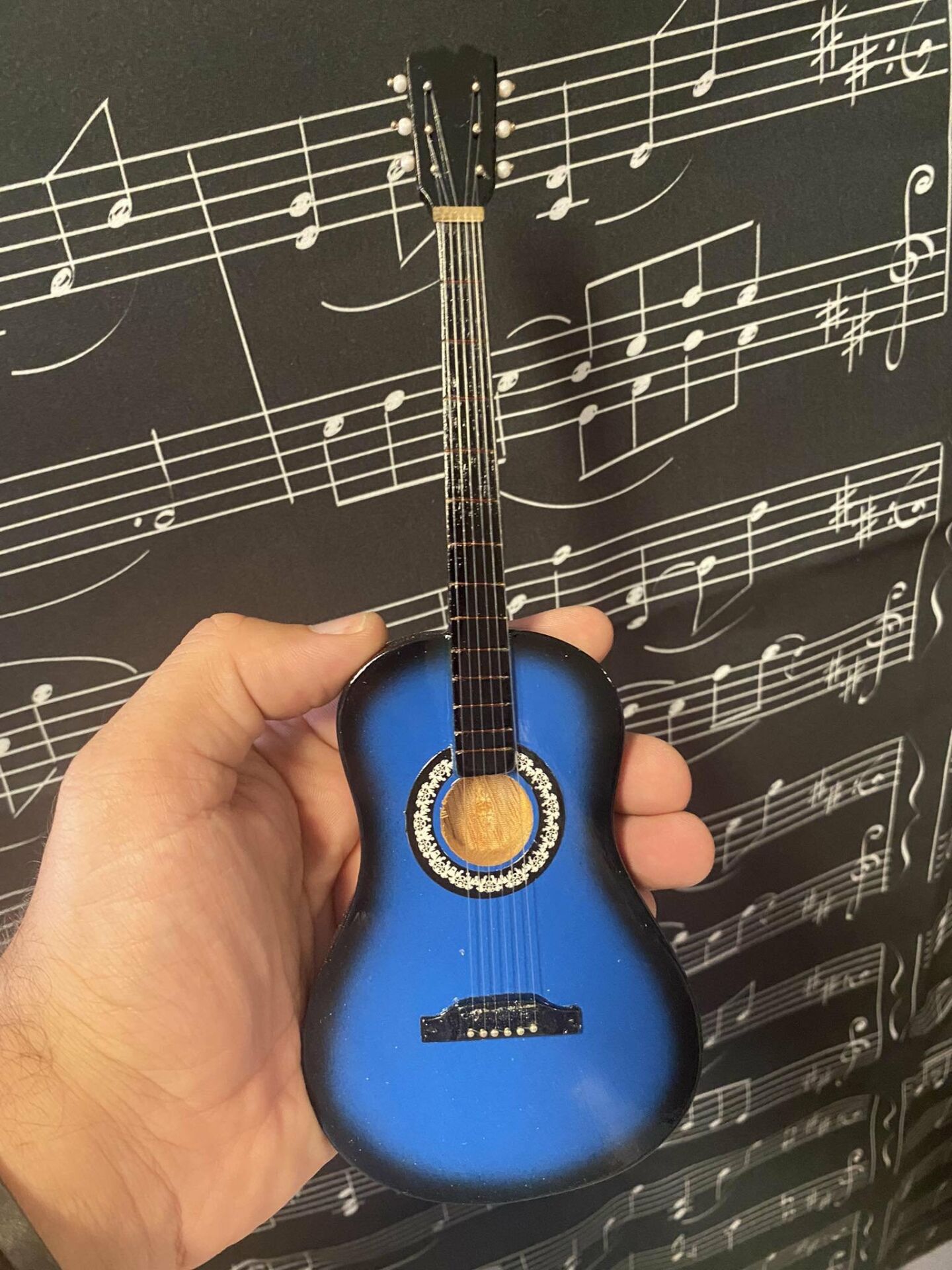 Minyatür Gitar Mavi Klasik Gitar 25cm Hediyelik Biblo