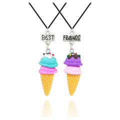 Best friends Renkli Dondurma Külahı Arkadaşlık sevgili  Paslanmaz Çelik Kolye