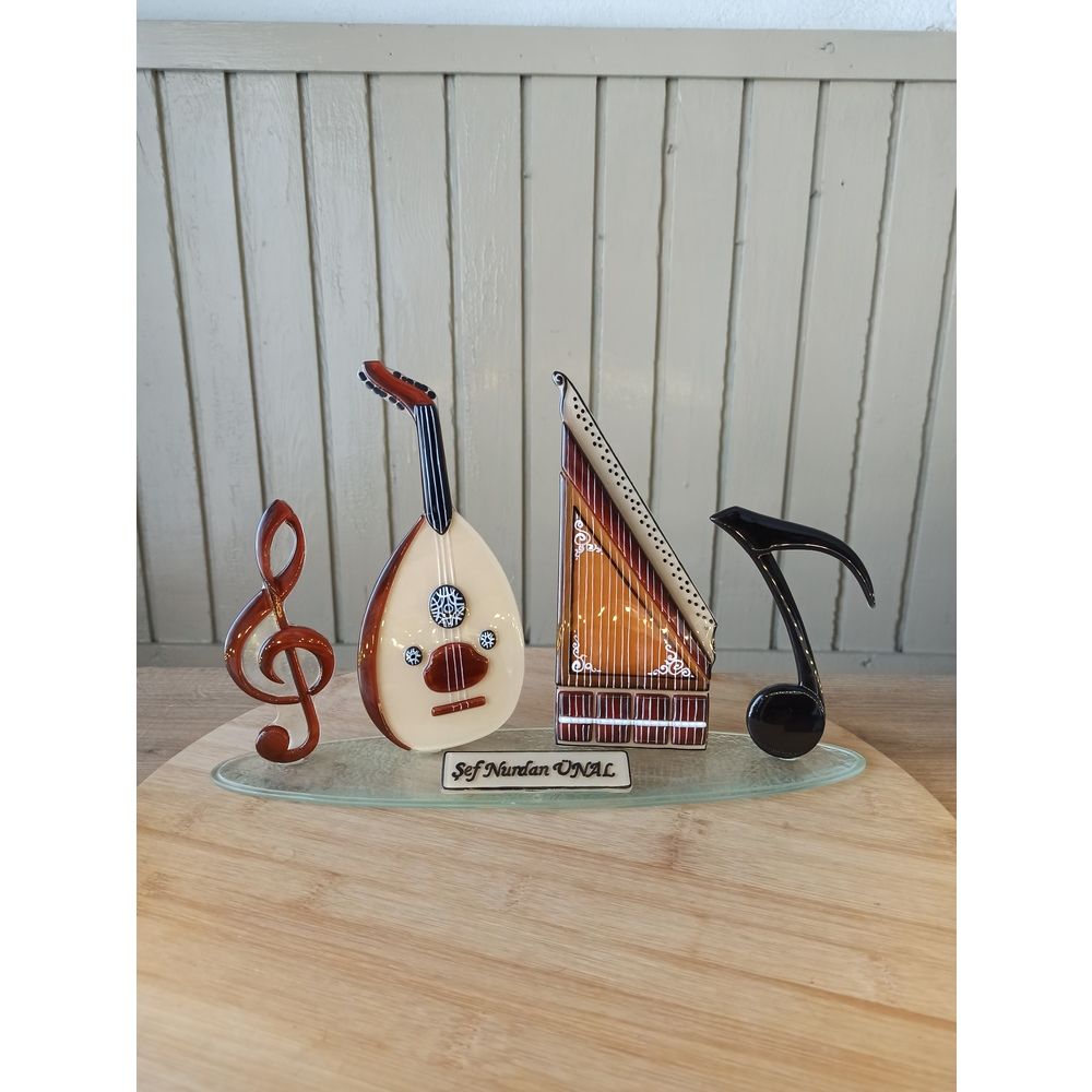 Ud Kanun Nota Cam Sol Anahtar Cam Biblo Hediyelik