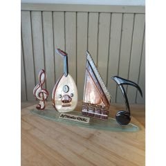 Ud Kanun Nota Cam Sol Anahtar Cam Biblo Hediyelik