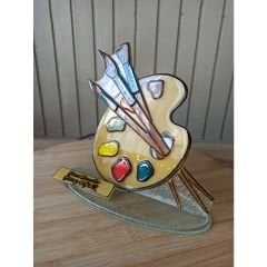 Palet Fırça Cam Biblo Hediyelik 16x16cm