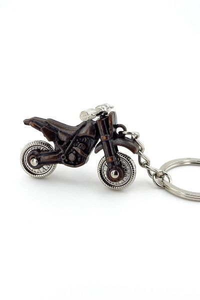 Motocross Yarış Motosikleti Retro Metal Anahtarlık Hareketli