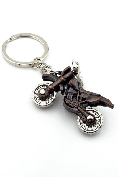 Motocross Yarış Motosikleti Retro Metal Anahtarlık Hareketli