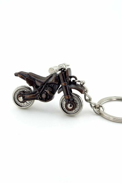 Motocross Yarış Motosikleti Retro Metal Anahtarlık Hareketli