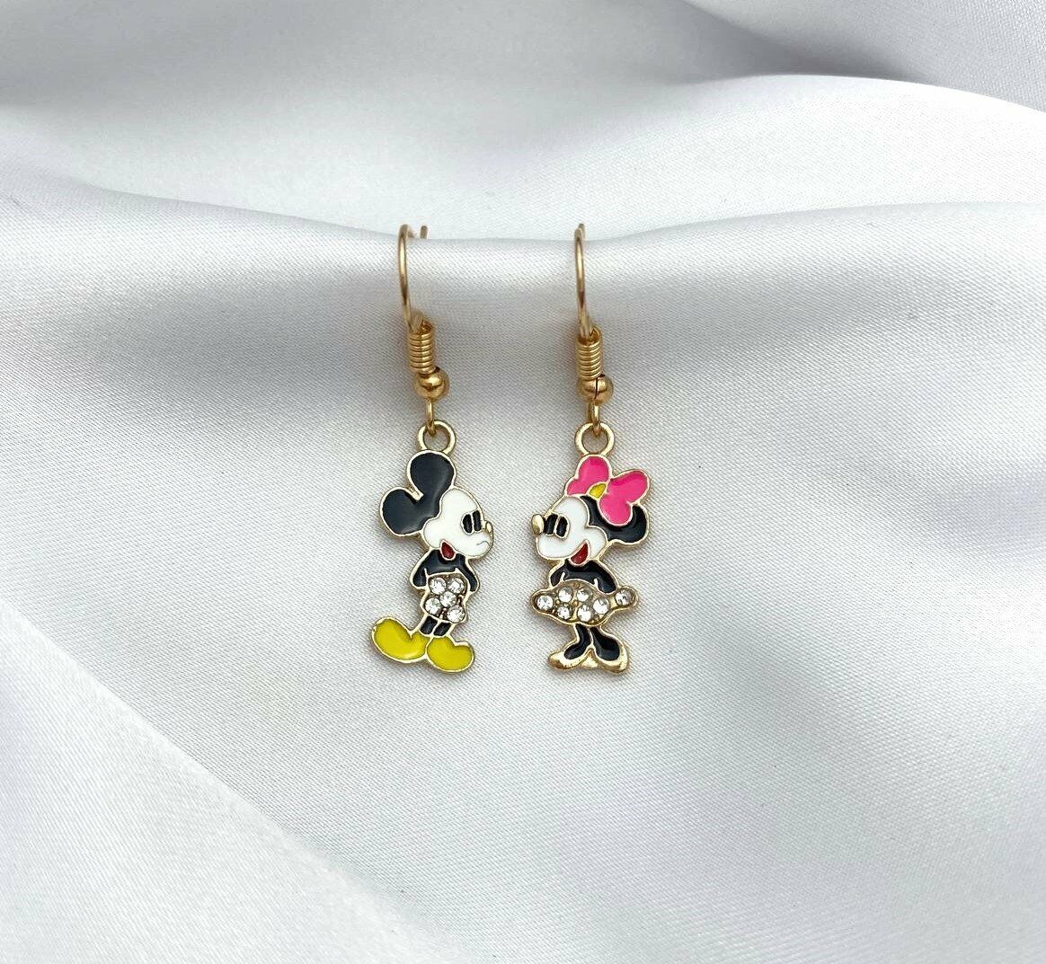 Mickey Mouse Çift Figürlü Küpe