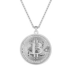 Bitcoin BTC Sanal para Paslanmaz Çelik Kolye kadın&Erkek