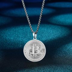 Bitcoin BTC Sanal para Paslanmaz Çelik Kolye kadın&Erkek