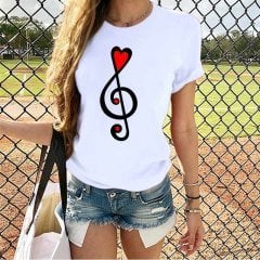 Sol Anahtar Kalp Beyaz T-Shirt