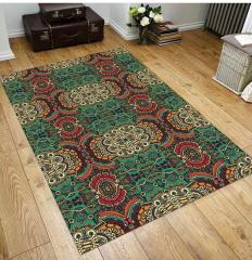 Yeşil Etnik Desen Halı 100x150