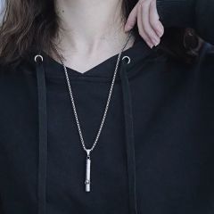 Gerçek Kullanılabilir Düdük Kolye Yüksek Desibel Paslanmaz Çelik Kolye Unisex