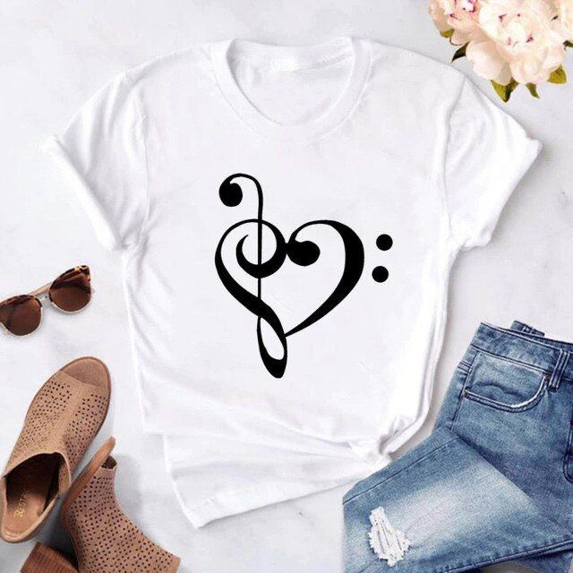 Kalp Sol Anahtar Fa Anahtar Unisex Tshirt
