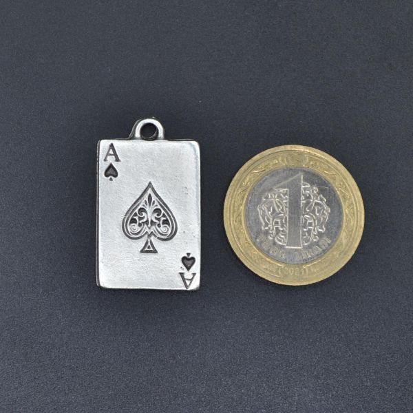 Maça As Poker İskambil Zincir Kolye Gümüş Kaplama Erkek Kadın Kolye