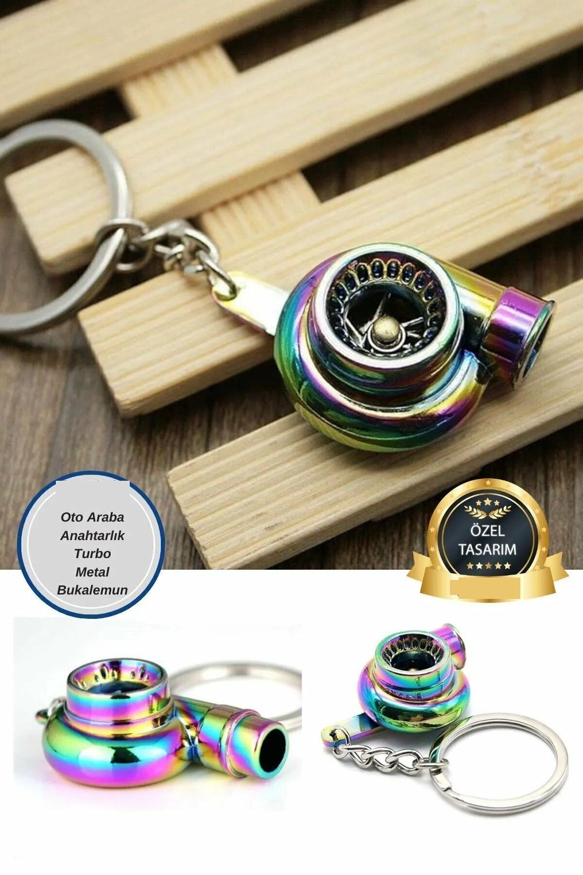 Oto Araba Anahtarlık Turbo Metal Bukalemun Renk Sessiz