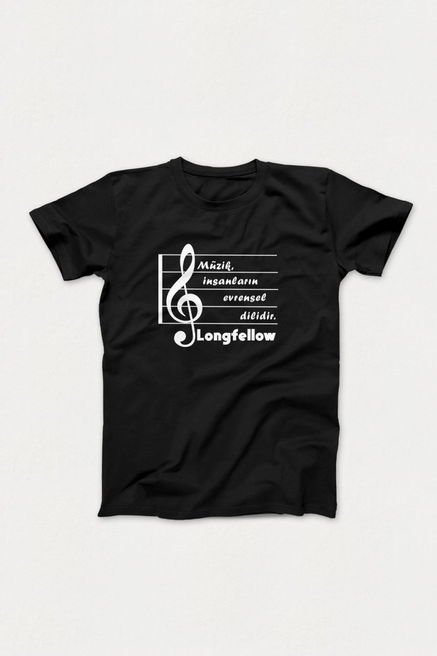 Müzik İnsanların Evrensel Dilidir Siyah Tshirt Unisex