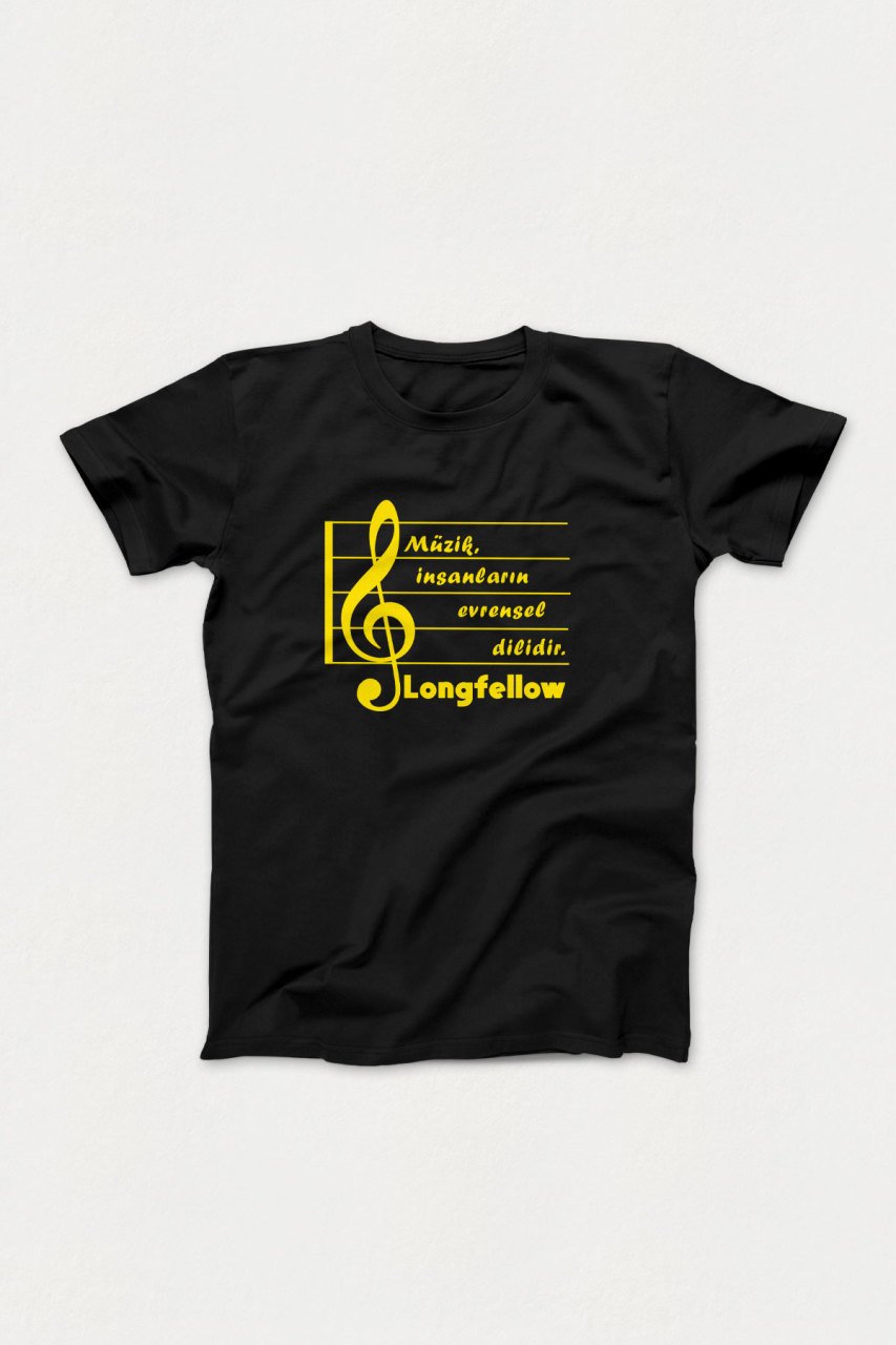 Müzik İnsanların Evrensel Dilidir Siyah Tshirt Unisex