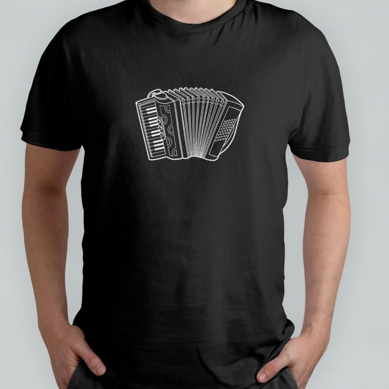 Herşey Nota Akordeon Siyah T-Shirt Unisex