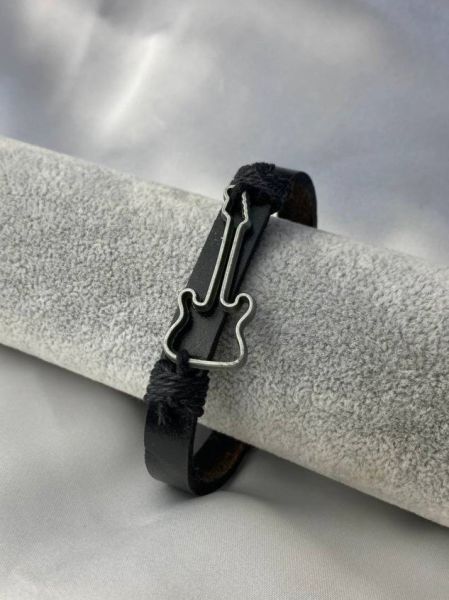 Çerçeve Model Elektro Gitar Rock Müzik Erkek Kadın Unısex Bileklik Deri