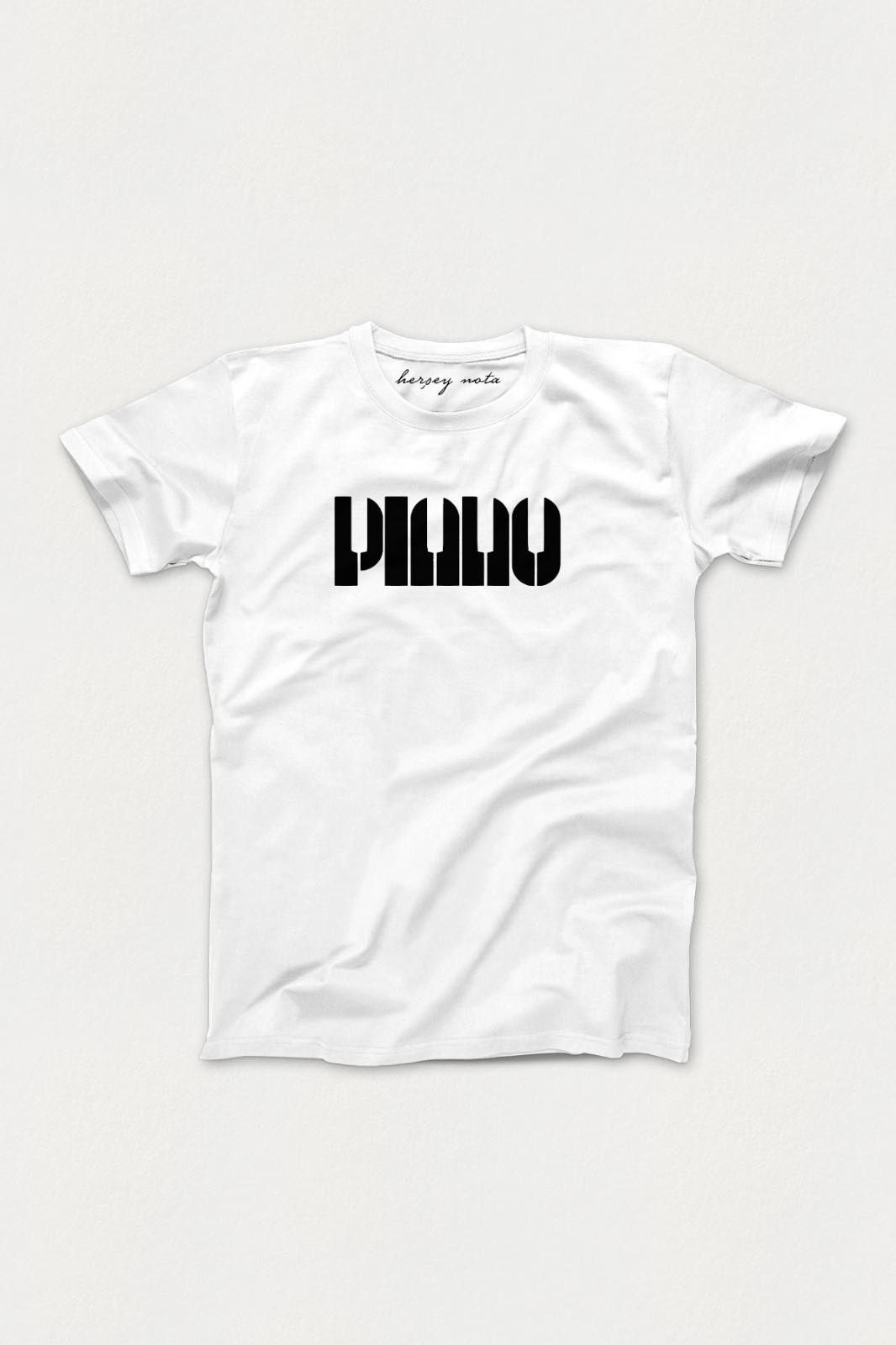 Herşey Nota Piano Beyaz T-shirt