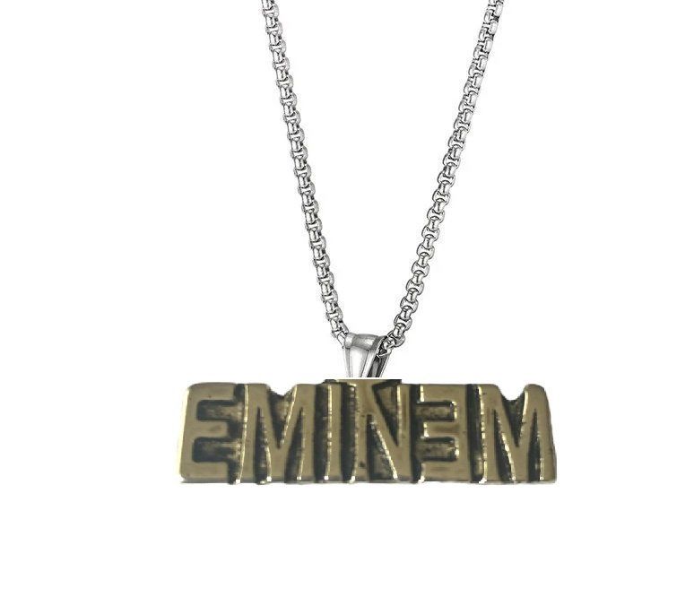 Eminem Yazılı Kolye Kadın Erkek Örme Zincir