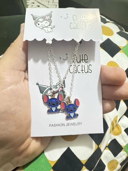 Anime Stitch Bff İkili Çift Çocuk Kolye Takı