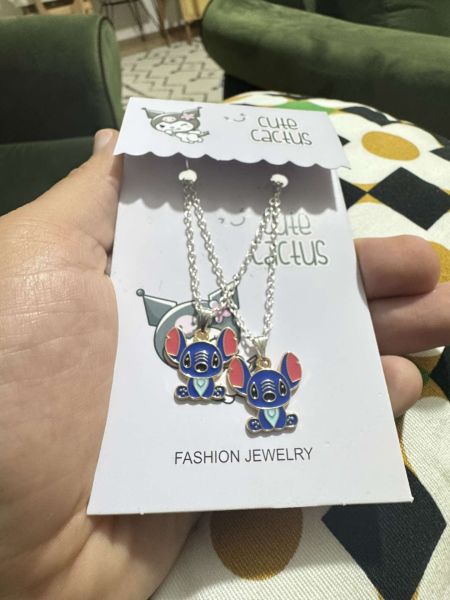 Anime Stitch Bff İkili Çift Çocuk Kolye Takı