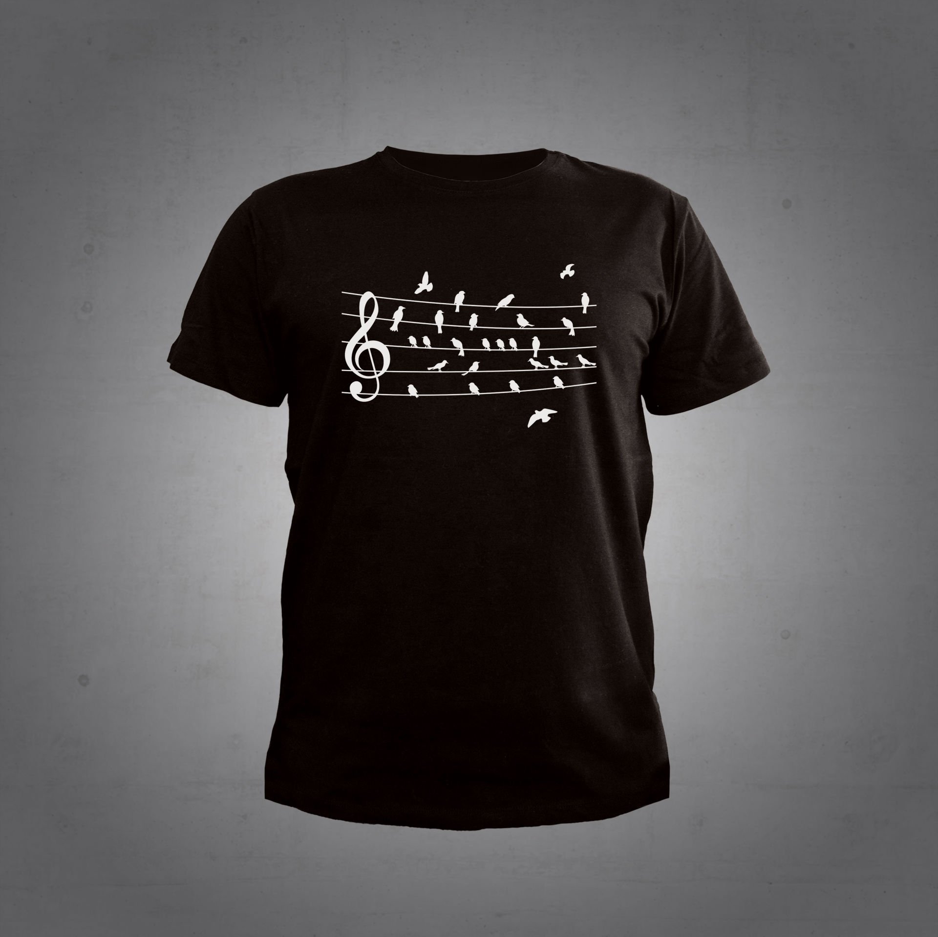 Herşey Nota  Nota Kuş Siyah Tshirt