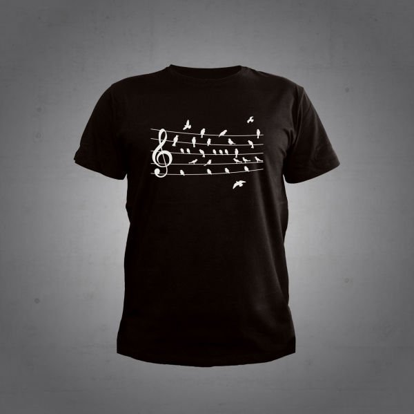 Herşey Nota  Nota Kuş Siyah Tshirt