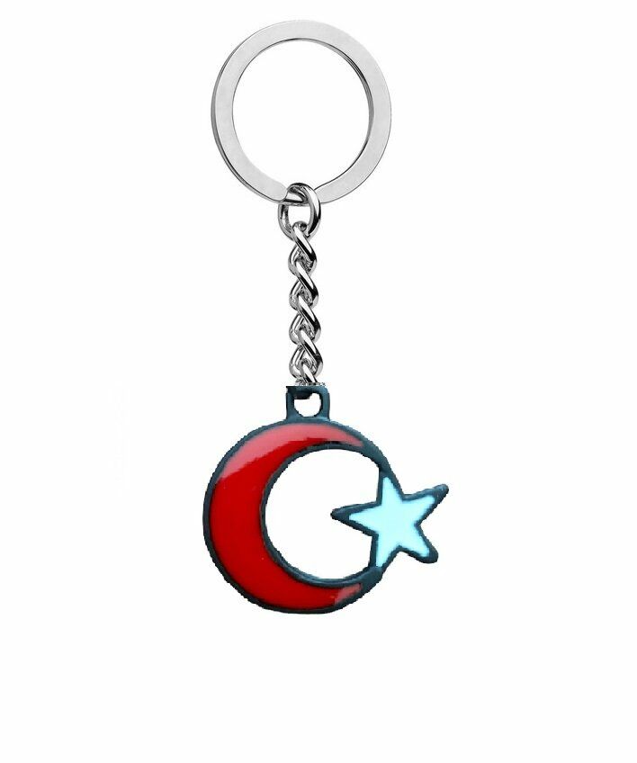 Ay Yıldız Kırmızı Beyaz Anahtarlık