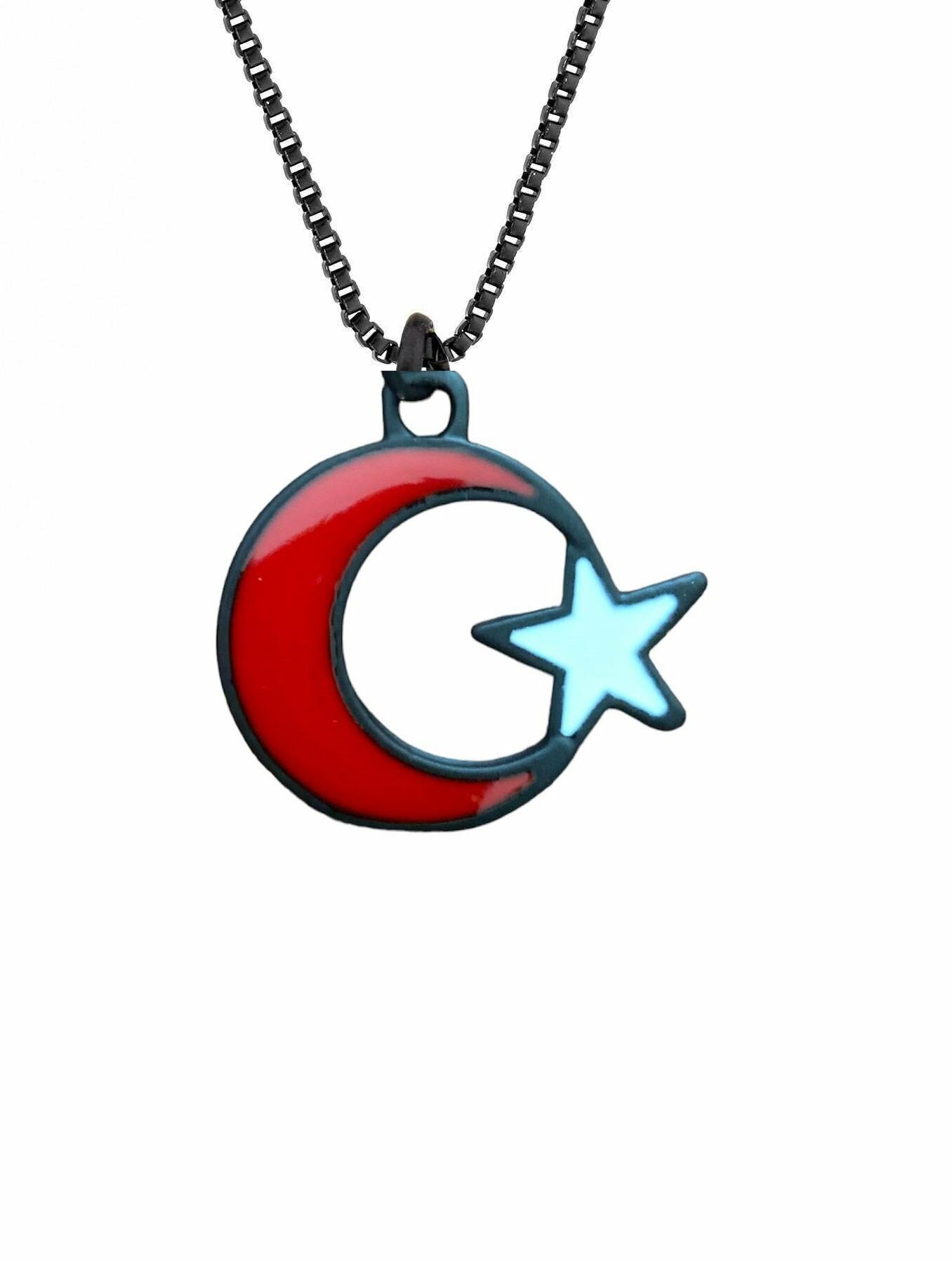 Ay Yıldız Kırmızı Beyaz Kolye
