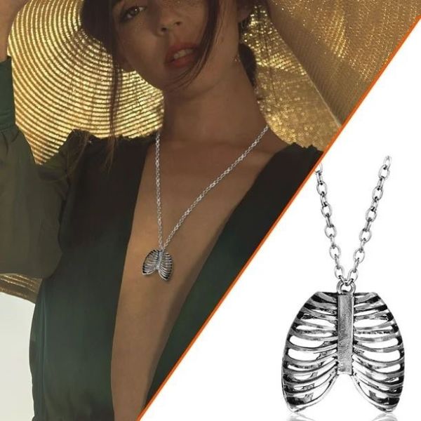 Kaburga Rib Kalp 3 Boyutlu Çift İkili Sevgili Kolye