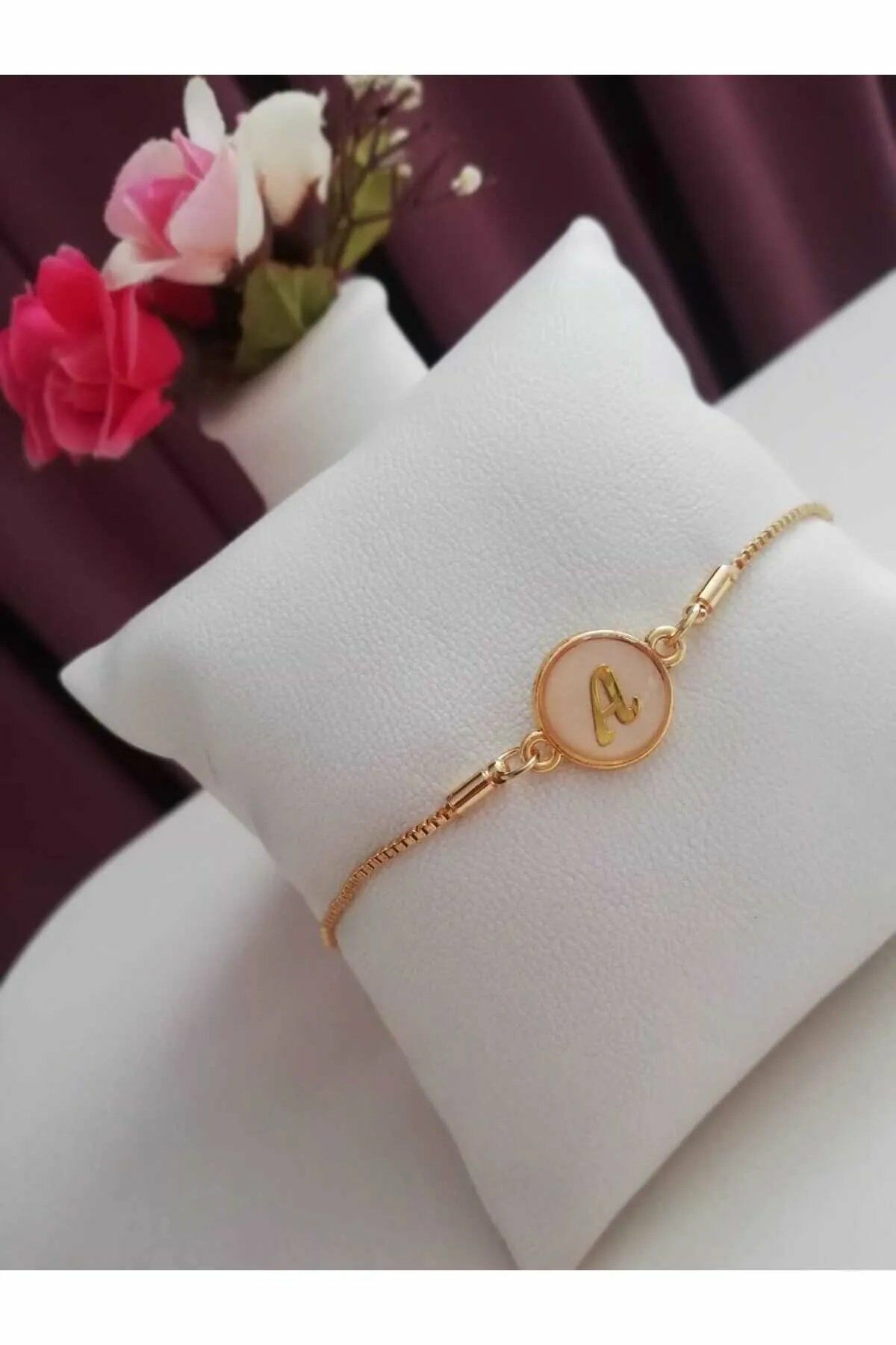 Altın Sedef Ayarlanabilir Kadın Gold Asansörlü A Harf Bileklik