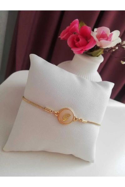 Altın Sedef Ayarlanabilir Kadın Gold Asansörlü G Harf Bileklik