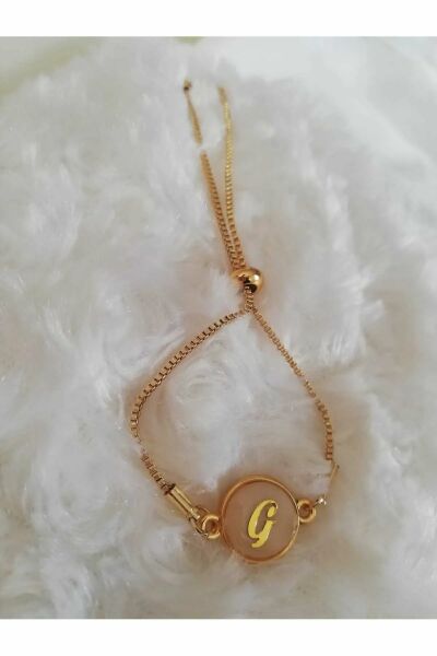 Altın Sedef Ayarlanabilir Kadın Gold Asansörlü G Harf Bileklik