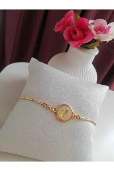 Altın Sedef Ayarlanabilir Kadın Gold Asansörlü H Harf Bileklik