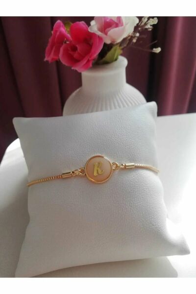 Altın Sedef Ayarlanabilir Kadın Gold Asansörlü K Harf Bileklik