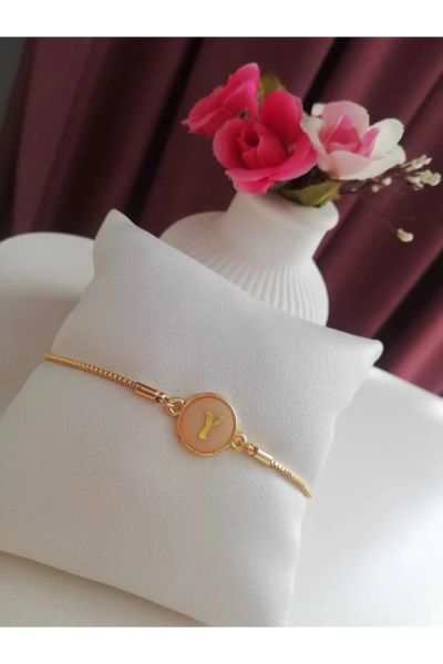 Altın Sedef Ayarlanabilir Kadın Gold Asansörlü Y Harf Bileklik