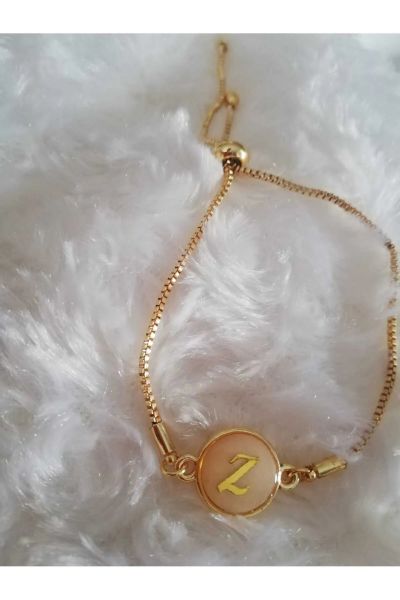 Altın Sedef Ayarlanabilir Kadın Gold Asansörlü Z Harf Bileklik