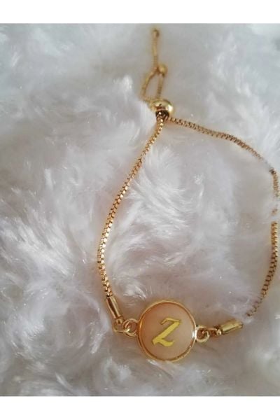 Altın Sedef Ayarlanabilir Kadın Gold Asansörlü Z Harf Bileklik
