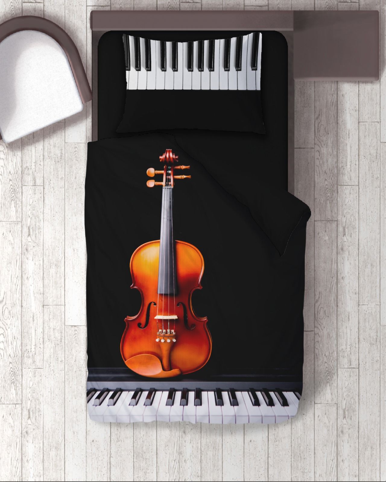 Keman Violin Piano Nevresim Takımı Tek Kişilik