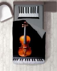 Keman Violin Piano Nevresim Takımı Tek Kişilik
