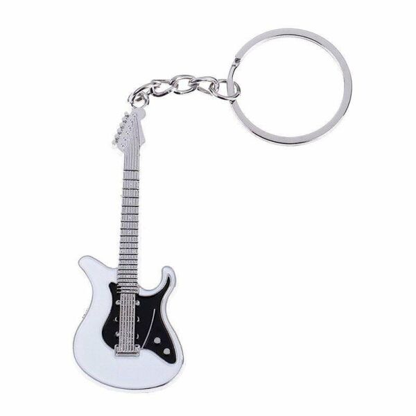 Gitar Beyaz Gitarist Hediye Anahtarlık veya Çanta Süsü