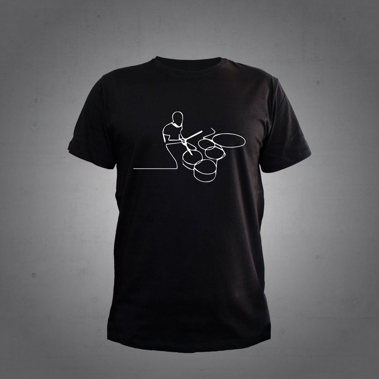 Bateri Çalan Adam Siyah Tshirt