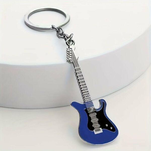 Gitar Mavi Gitarist Hediye Anahtarlık veya Çanta Süsü
