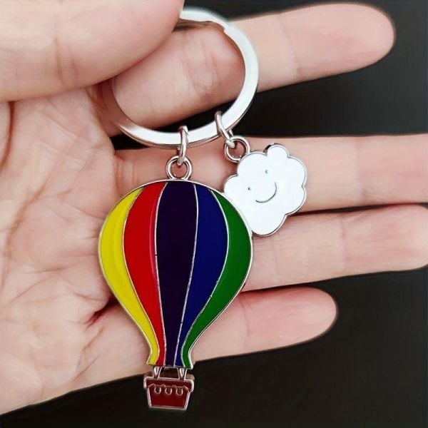Balon Gökkuşağı ve Bulut Sıcak Hava Balonu Nevşehir Hediyelik Anahtarlık veya Çanta Süsü