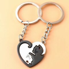 Yin Yang Çift Kedi Anahtarlıklık Best Friends Çift Sevgili Anahtarlık